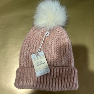 Blush Knit Hat with Pom-Pom